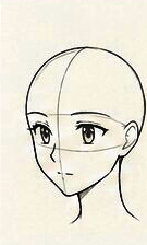 中心線を引いたアニメ風の頭部の描き方